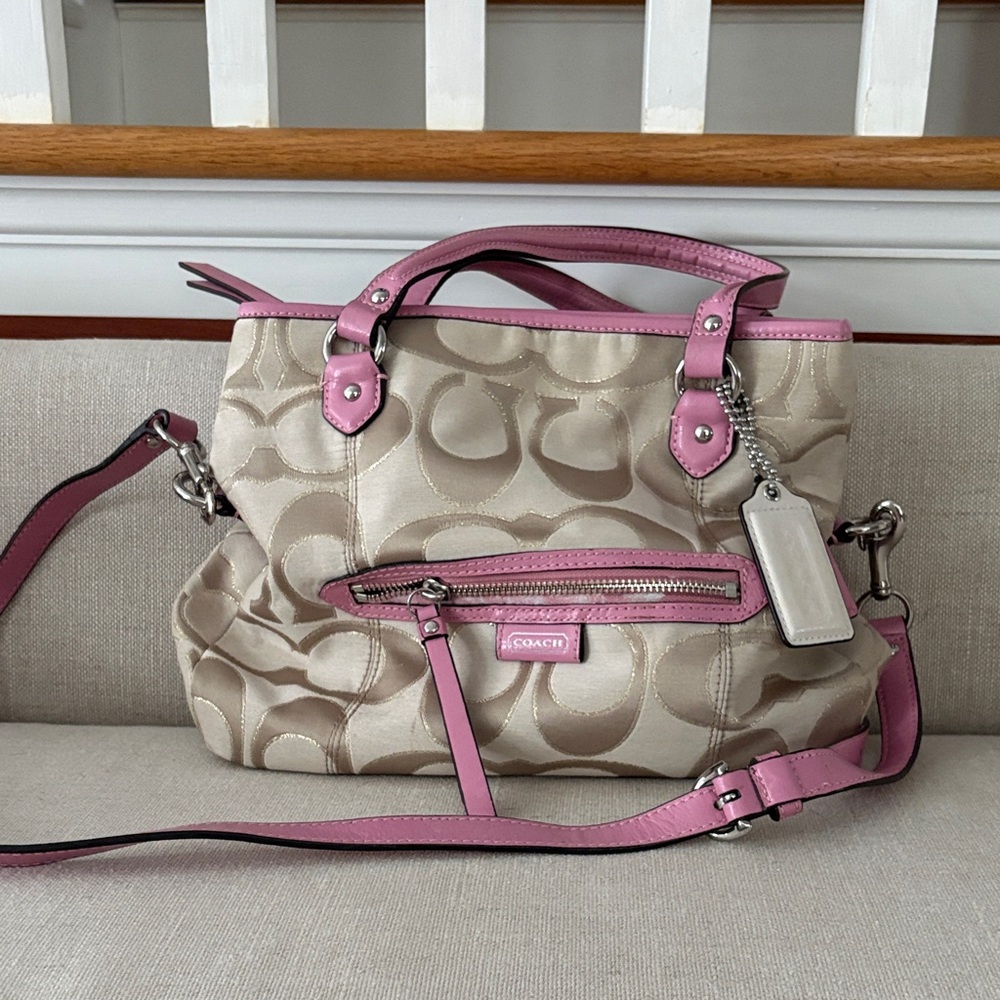 Coach Beige and Pink Shoulder Bag